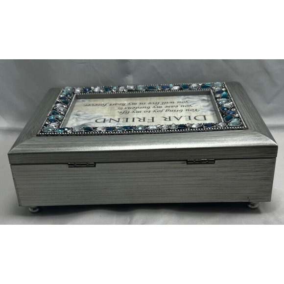 Sankyo Silver Photo/Jewelry/ Music Box Plays "You Light Up My Life" (Pre Owned) - Picture 4 of 8